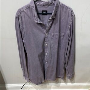 Zara Purple Casual Button Down Shirt with Relaxed Fit